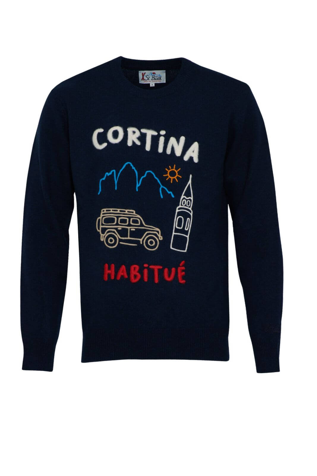 Maglione da uomo MC2 Saint Barth con ricamo cortina habituè fronte