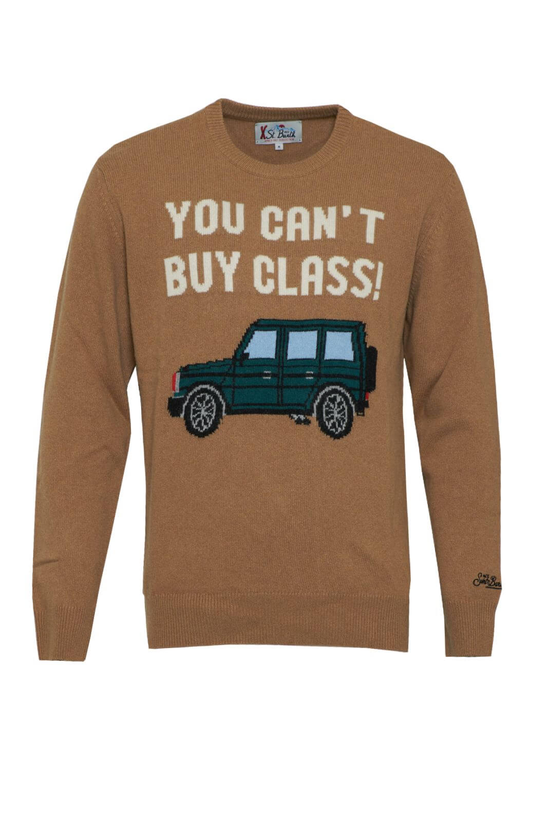 Maglione MC2 Saint Barth da uomo in misto lana a girocollo con lettering fronte