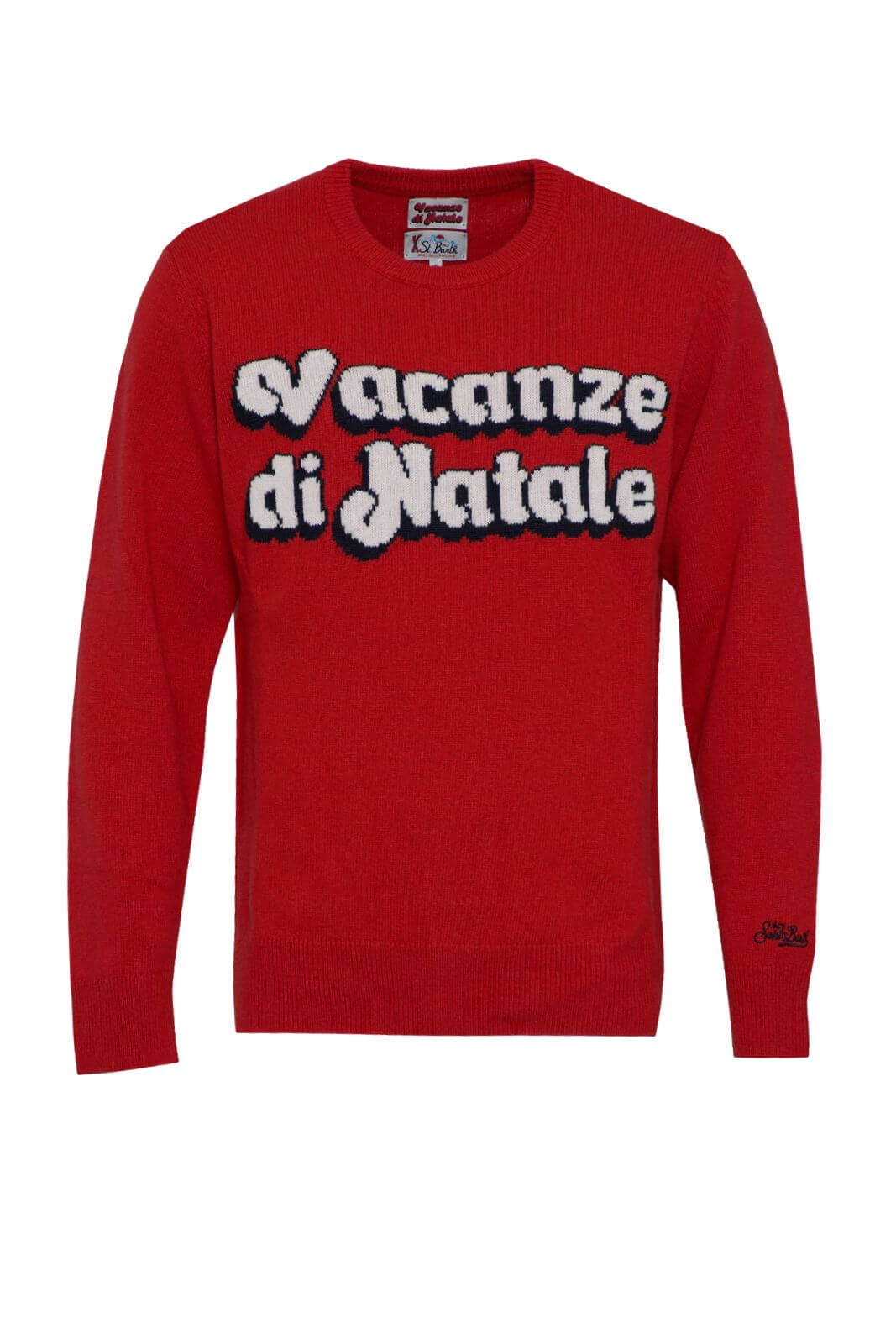 Maglione da uomo MC2 Saint Barth con lettering vacanze di natale fronte