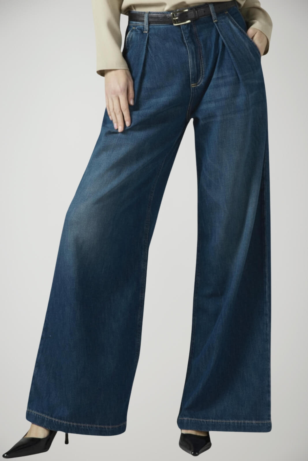 Jeans da donna Mar de Margaritas a gamba ampia e vita alta