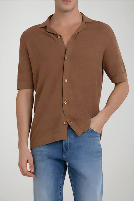 Markup Camicia Uomo in punto maglia misto lino