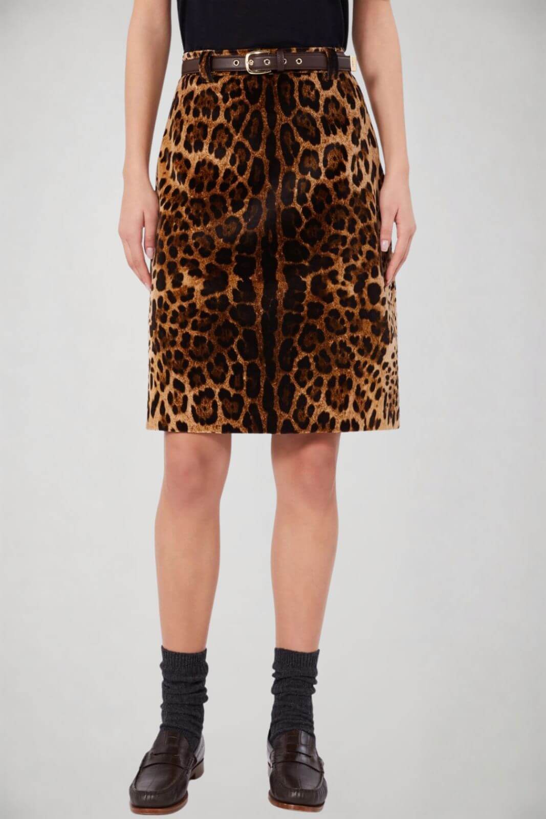 MaxMara Studio Mini Gonna in velluto stampa animalier