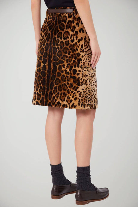 MaxMara Studio Mini Gonna in velluto stampa animalier