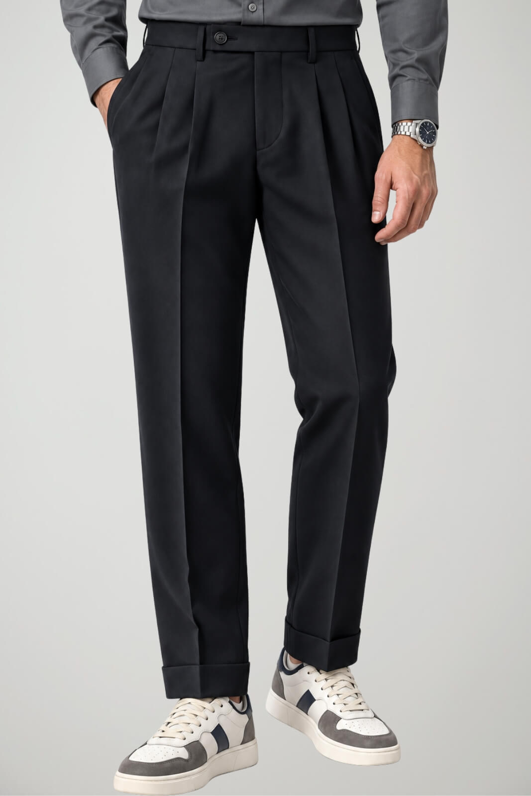 Michael Coal Pantaloni Uomo in lana stretch / Nero