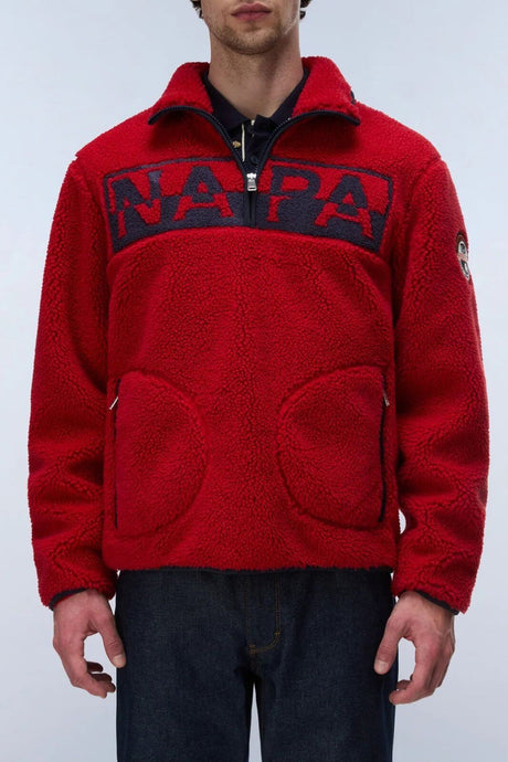 Napapijri men's Relaxed Fit fleece sweatshirt / Red