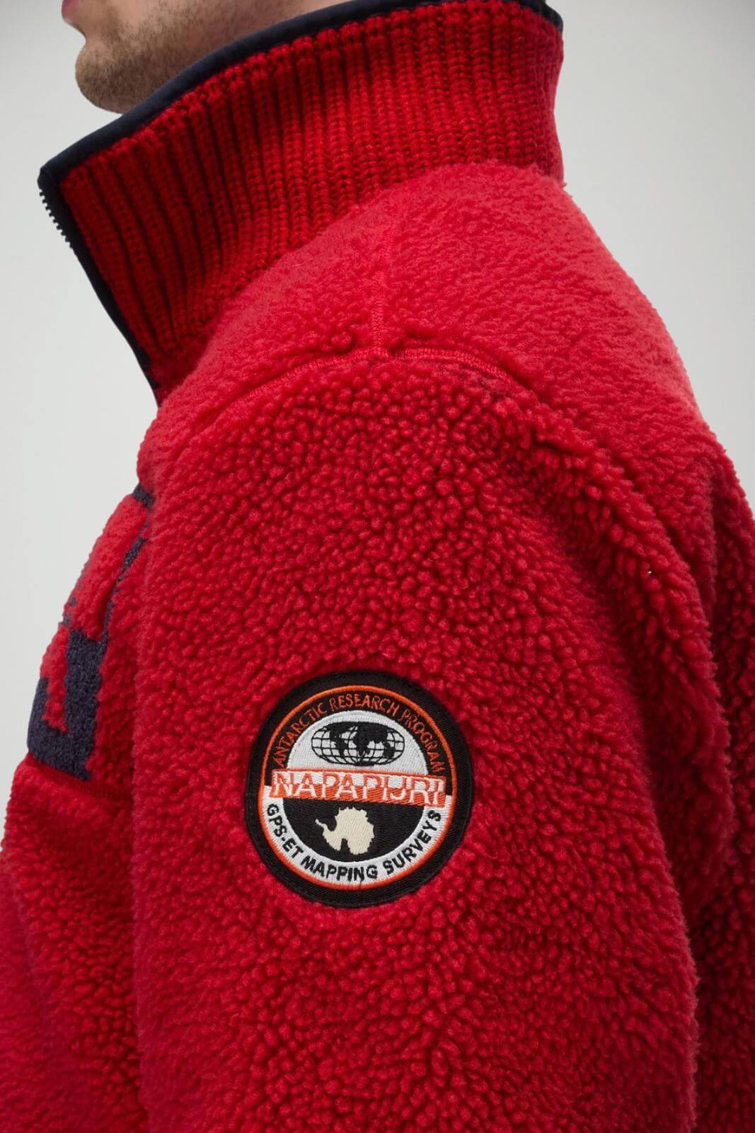 Napapijri Felpa Uomo in pile Relaxed Fit / Rosso