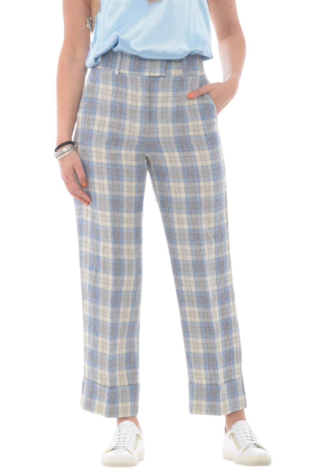 Peserico Women's Check Pattern Trousers