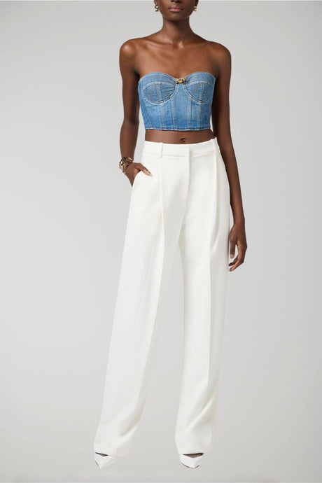 Elisabetta Franchi women's crepe trousers with satin details