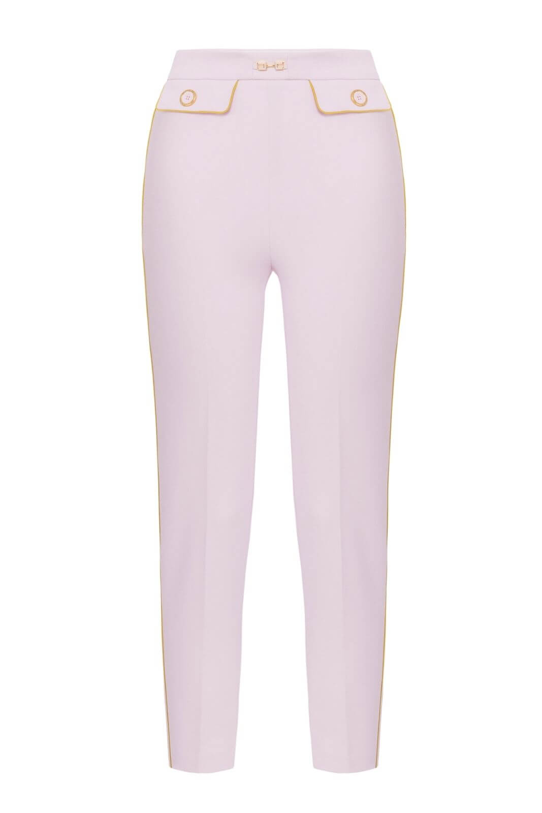 Elisabetta Franchi women's crepe trousers with piping and jewel clip