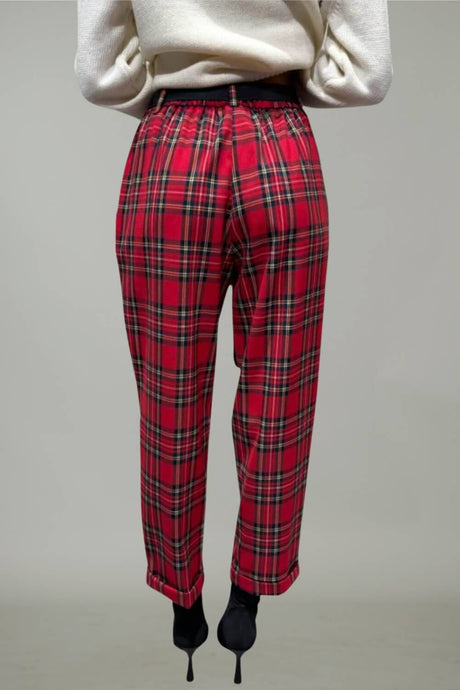Dixie Pantalón de mujer con estampado de cuadros y cinturón