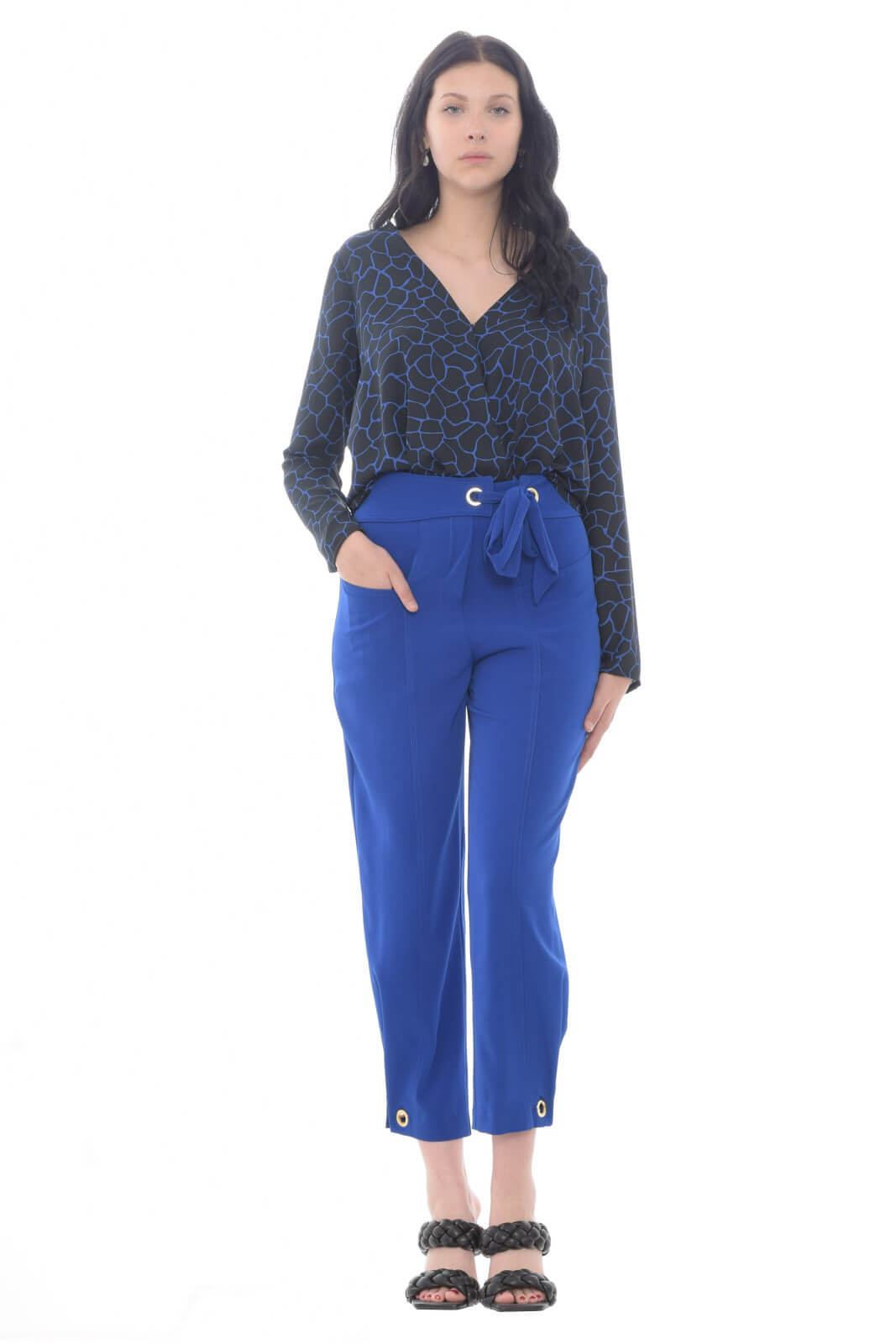 X'S Milano Blusa de mujer cruzada por delante