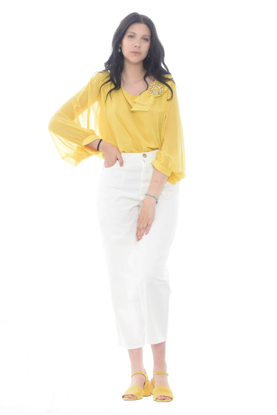 X'S Milano Blusa de mujer con lazo