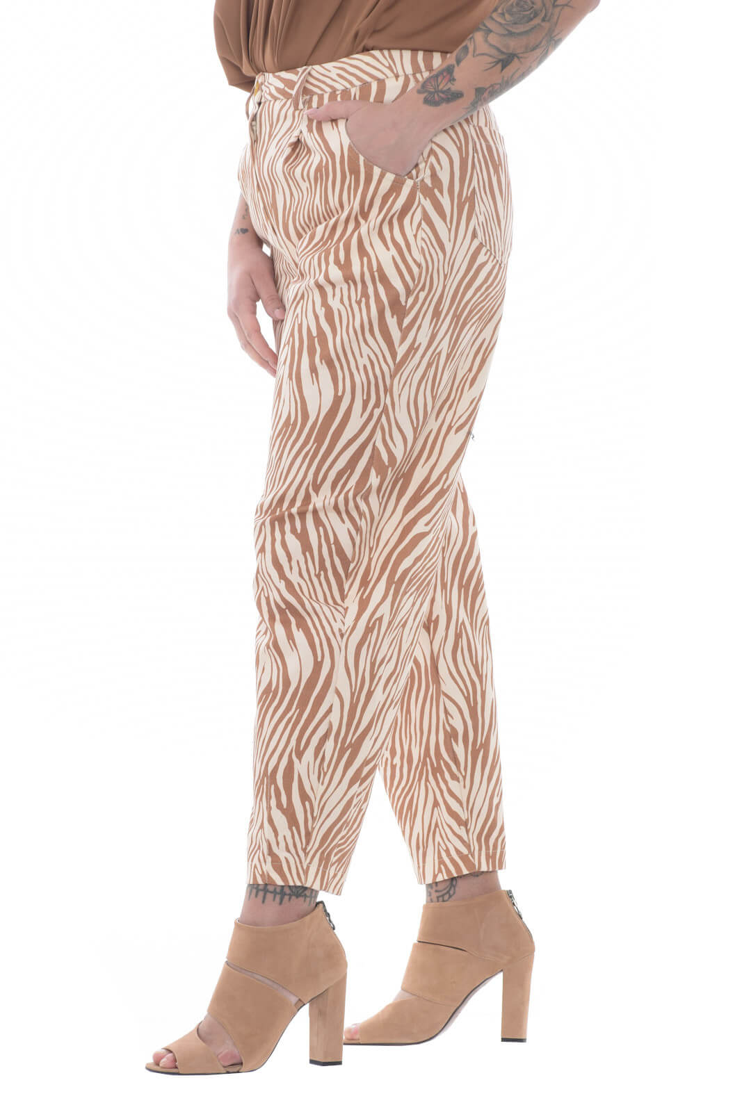 B.Yu Pantaloni Donna in fantasia animalier