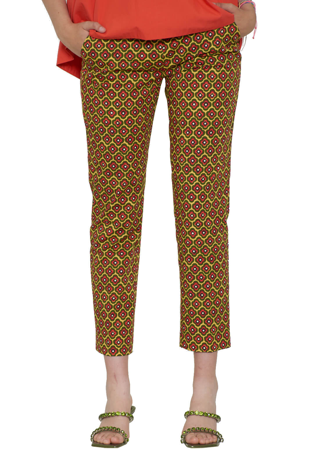 Weekend MaxMara pantaloni donna OKRA a sigaretta fantasia floreale