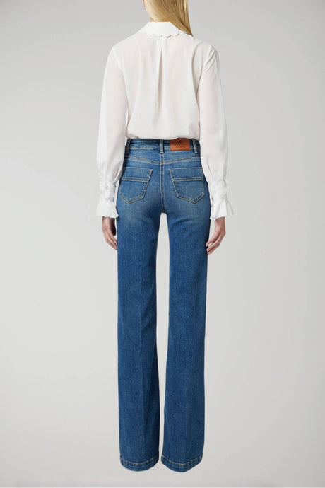 Elisabetta Franchi women's flared jeans with button placket