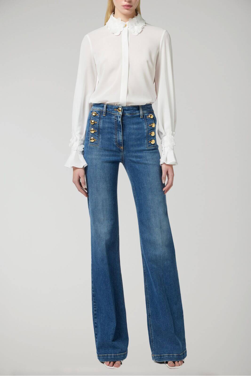 Elisabetta Franchi jeans donna a zampa con bottoniera