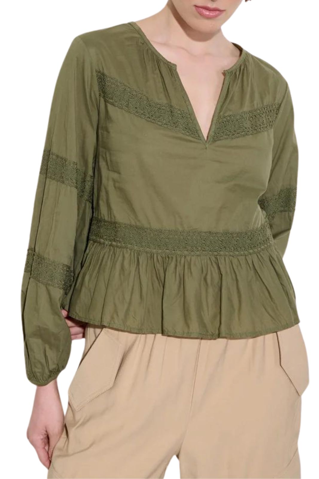 Kaos Jeans blusa donna con inserti in pizzo