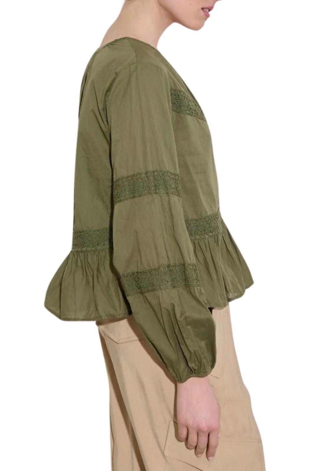 Kaos Jeans blusa donna con inserti in pizzo