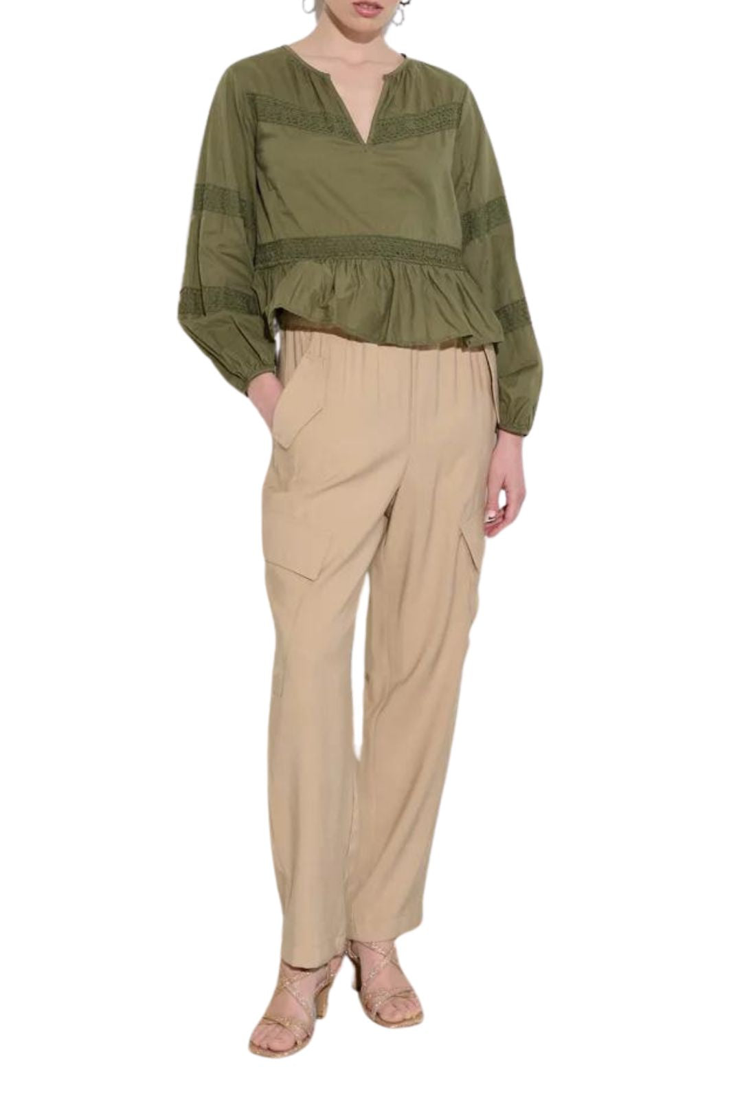 Blusa de mujer Kaos Jeans con aplicaciones de encaje