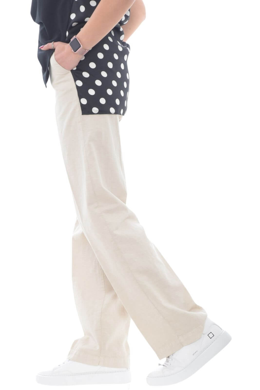 19.70 Pantalón de mujer en mezcla de lino.