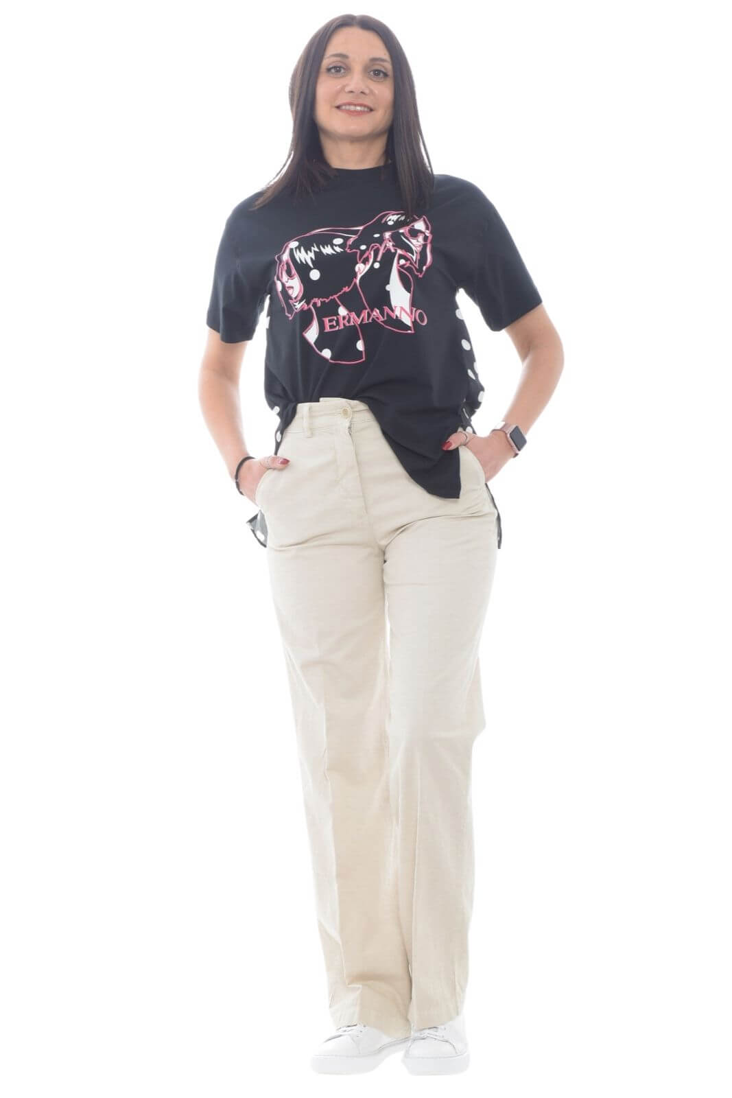 19.70 Pantalón de mujer en mezcla de lino.