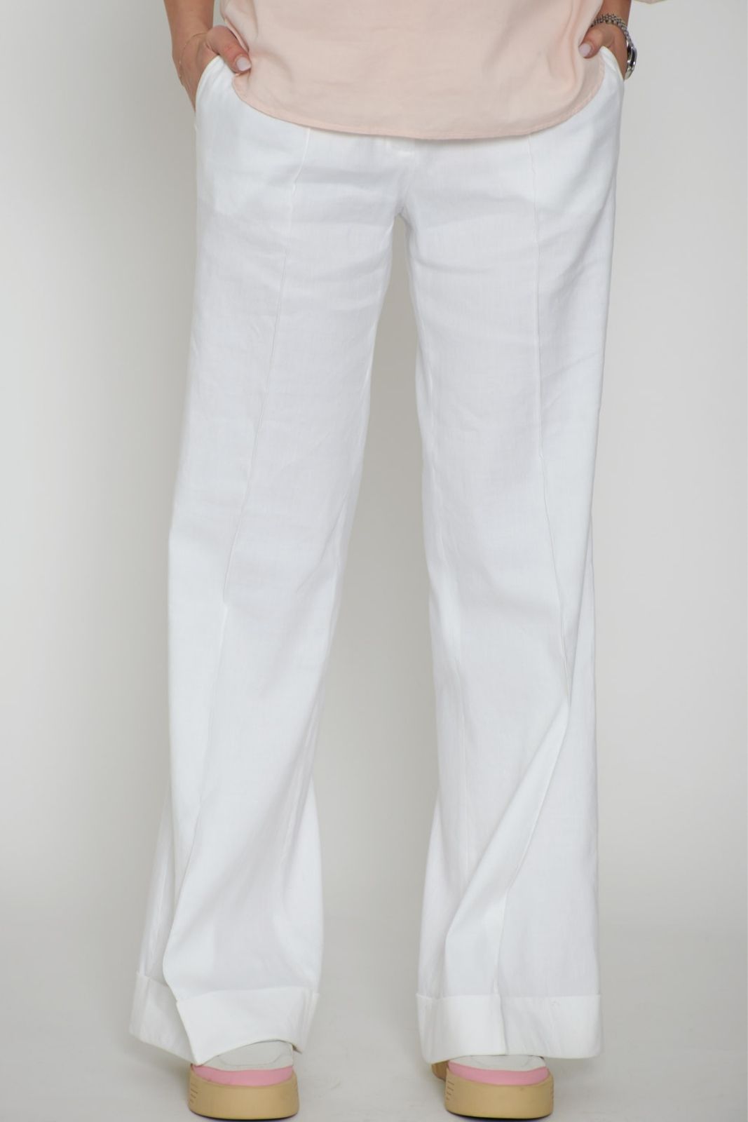 Pantalones anchos de mujer Seventy en mezcla de lino