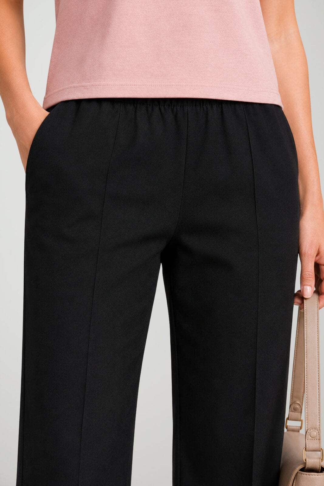Paquito Pantaloni Donna con Vita Elasticizzata a Gamba Dritta