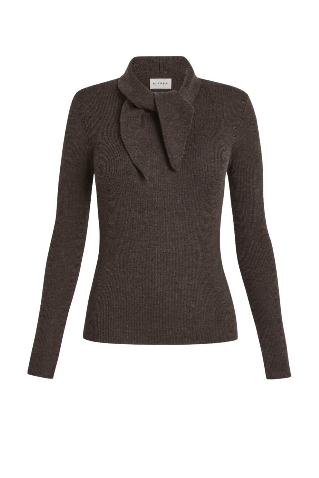 Parosh Maglia Donna a costine con fiocco / Moro