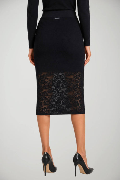 Patrizia Pepe Gonna Midi Slip On con Inserti in Pizzo