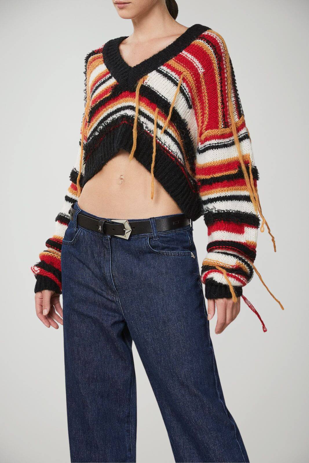 Patrizia Pepe Maglia Donna Crop con Frange