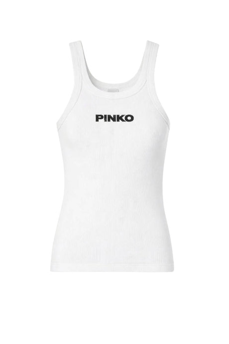 Pinko Canotta Donna a costine con logo in rilievo