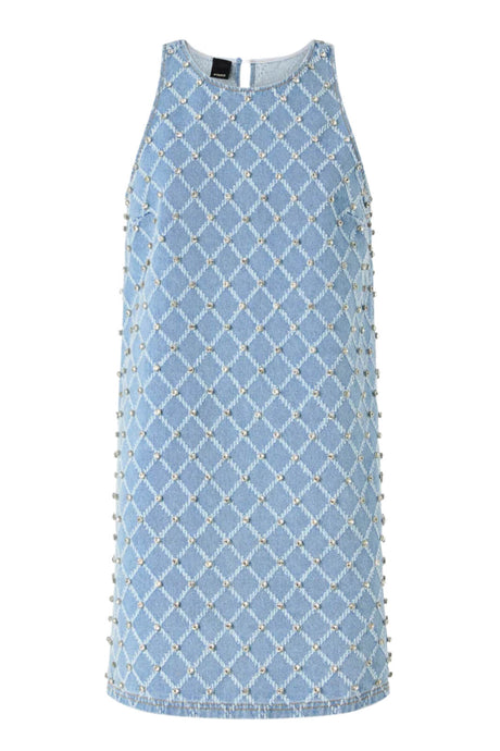 Abito da donna in denim Pinko smanicato con strass