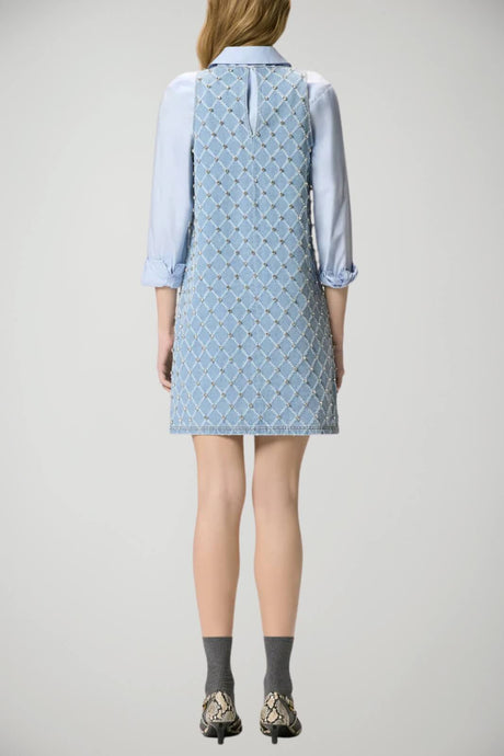 Abito da donna in denim Pinko smanicato con strass
