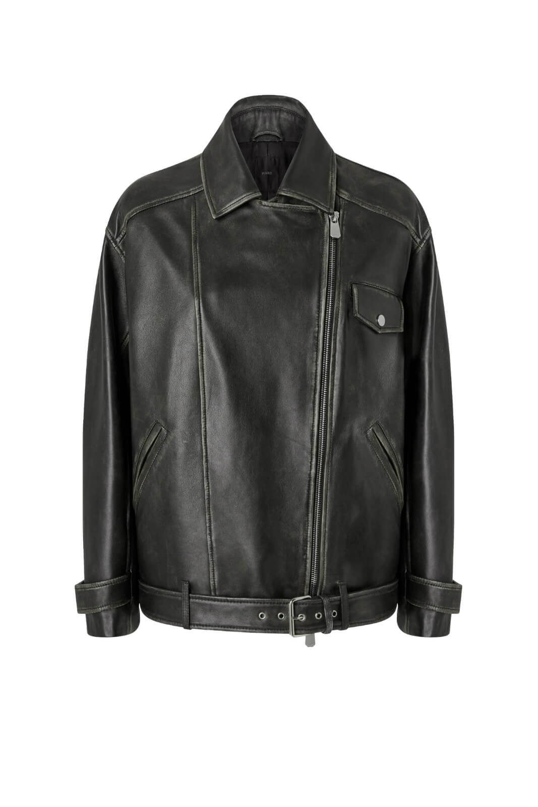 Biker da donna Pinko in pelle effetto invecchiato fronte