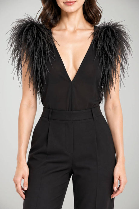 Pinko Body Donna in Jersey Tecnico con Piume