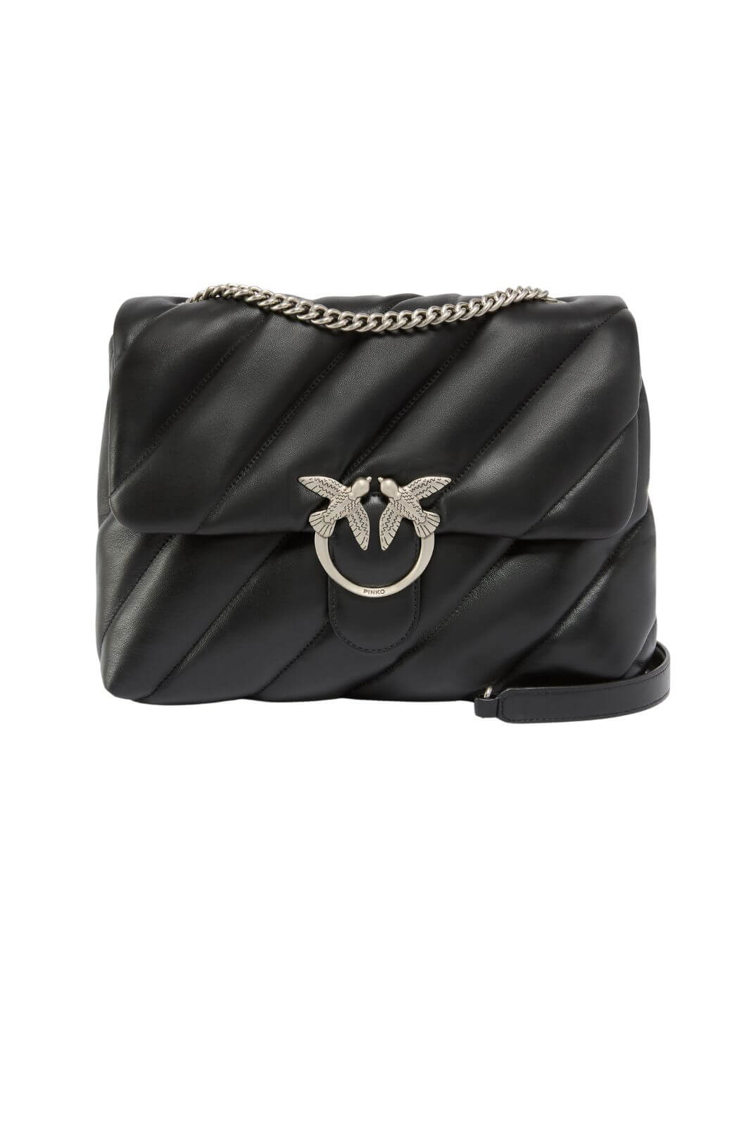 borsa pinko trapuntata nero argento