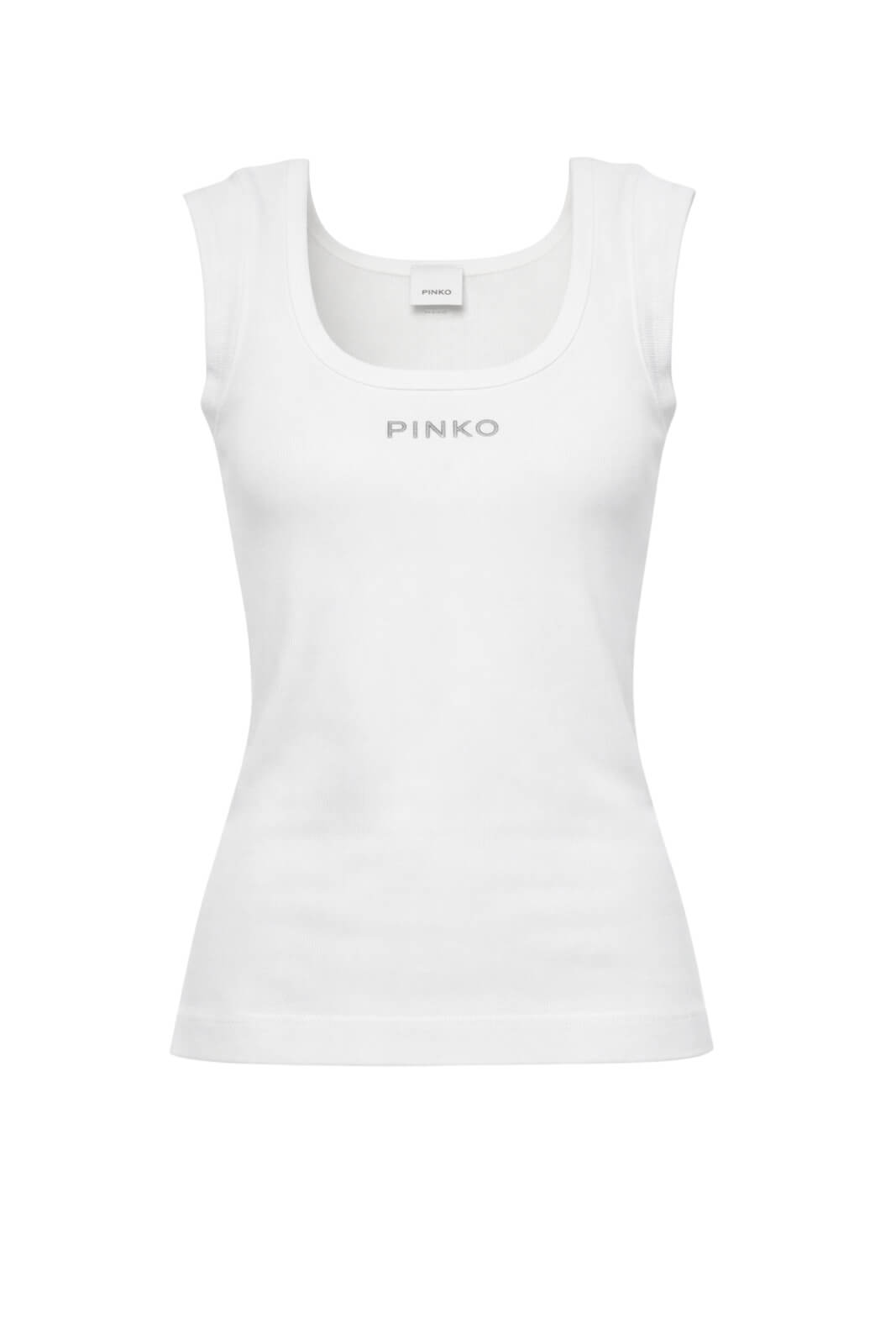 Canotta da donna Pinko a costine con logo centrale