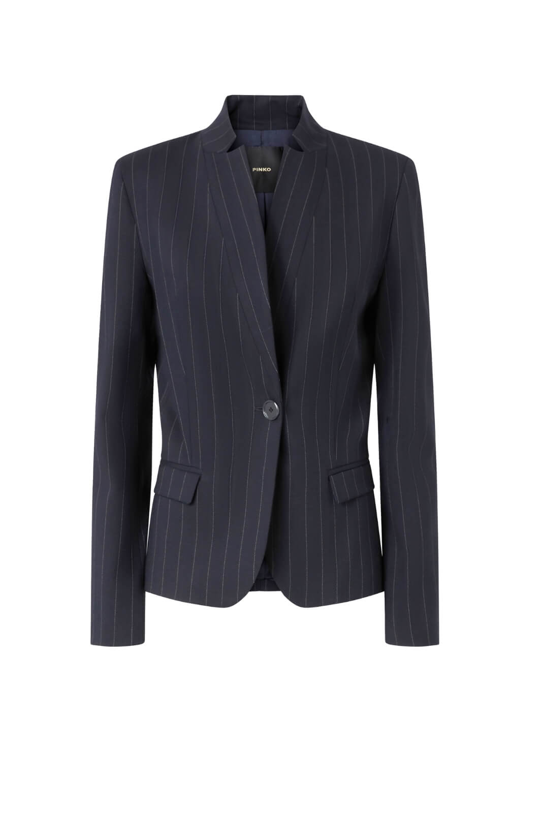 Giacca da donna Pinko monopetto sfiancata in fantasia gessata fronte