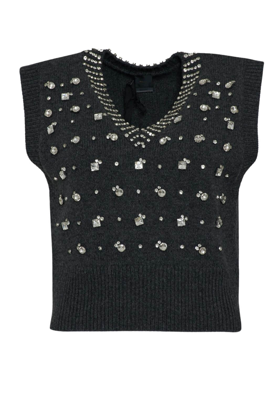 Gilet in lana da donna Pinko con strass e gemme fronte