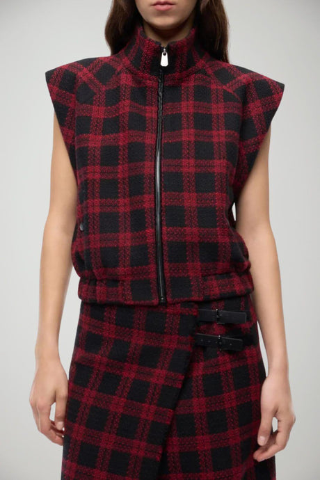 Pinko Gilet Donna in tweed a quadri