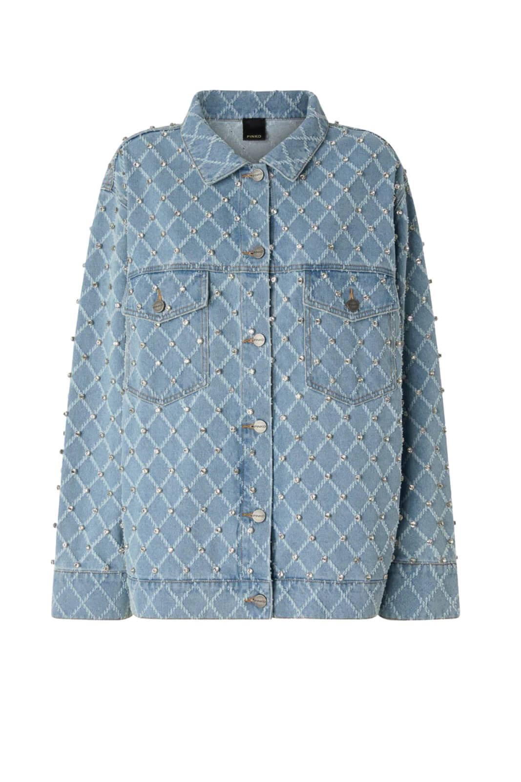 Giubbino in denim da donna Pinko con strass all over