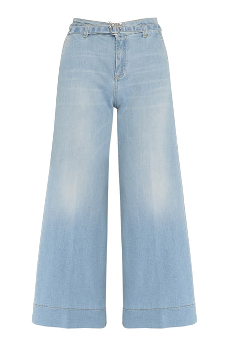 Jeans da donna Pinko a vita alta con cintura e lavaggio chiaro