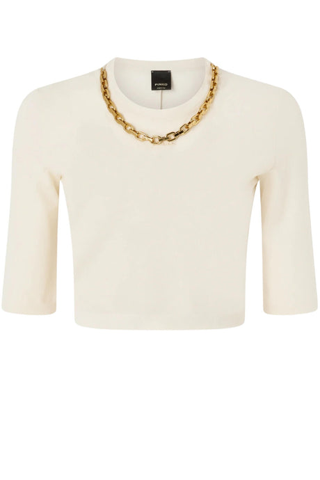 Maglia da donna Pinko a costine con catena al collo