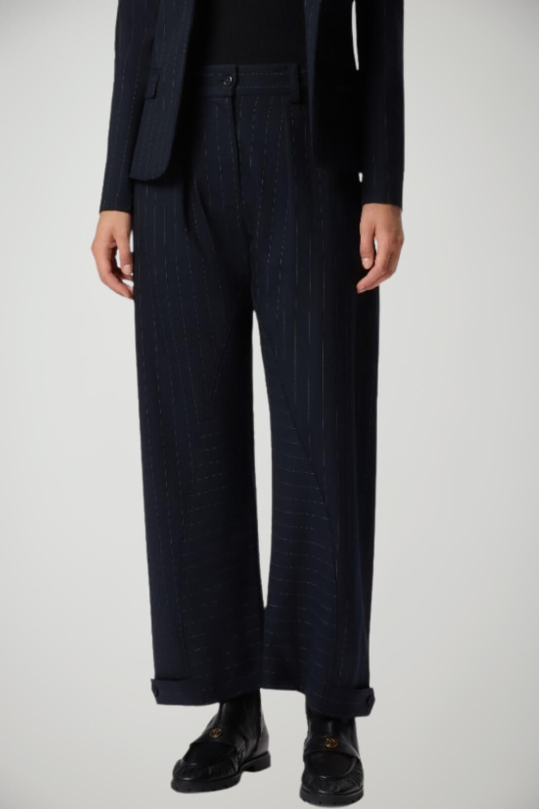 Pantaloni da donna Pinko ballon fit gessati fronte 1