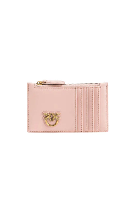Porta carte in pelle da donna con logo Pinko