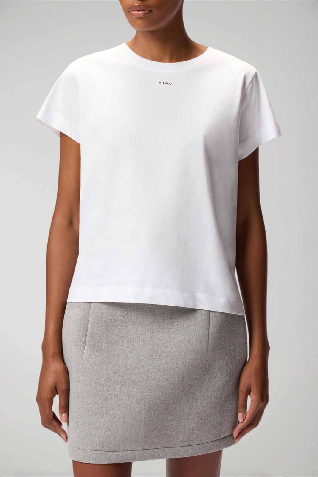 T-shirt da donna in cotone maniche corte Pinko basico fronte 1