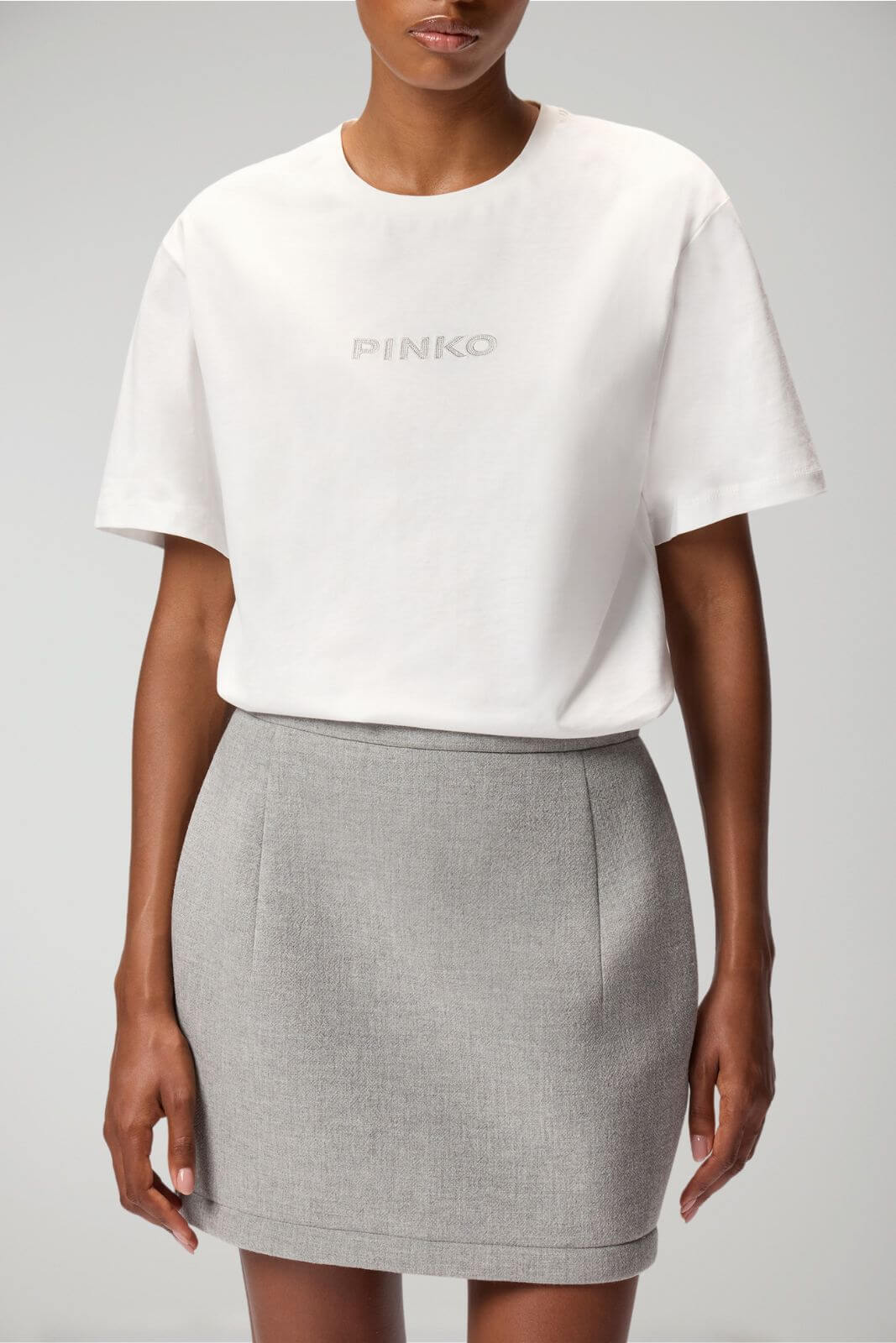 T-shirt donna Pinko maniche corte con strass fronte 1