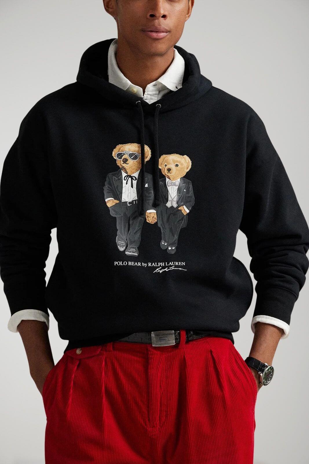 Polo Ralph Lauren felpa uomo polo bear con pelliccia interna