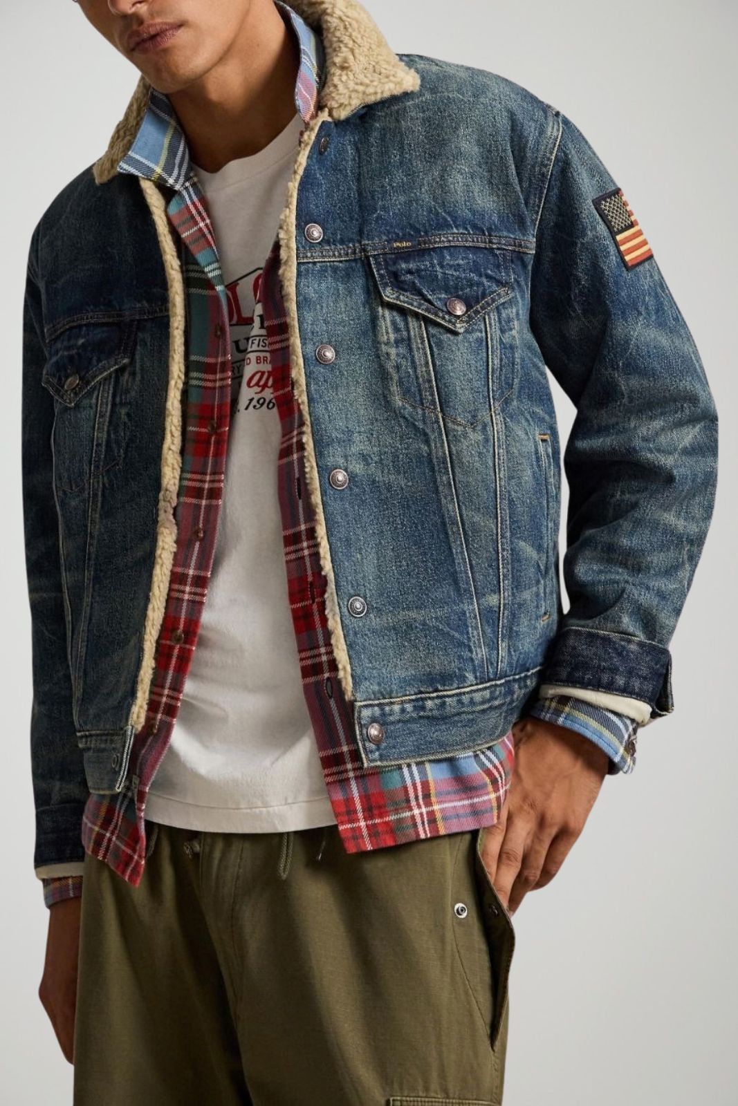 Polo Ralph Lauren Giacca Uomo Trucker con fodera in sherpa