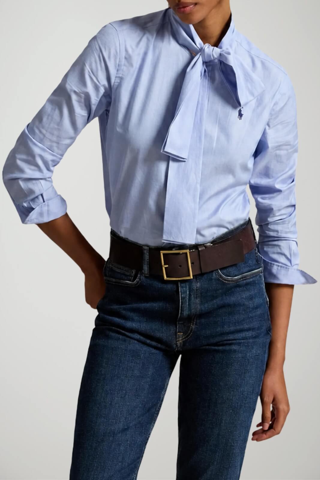 Polo Ralph Lauren Camicia Donna Slim Fit con cravatta